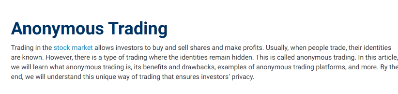 Anonymous Trader