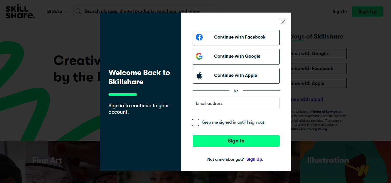 Register for the Skillshare trial.