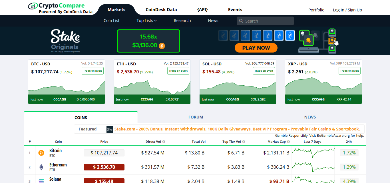 CryptoCompare API