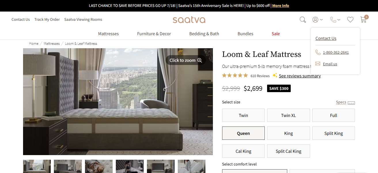 Saatva Loom & Leaf