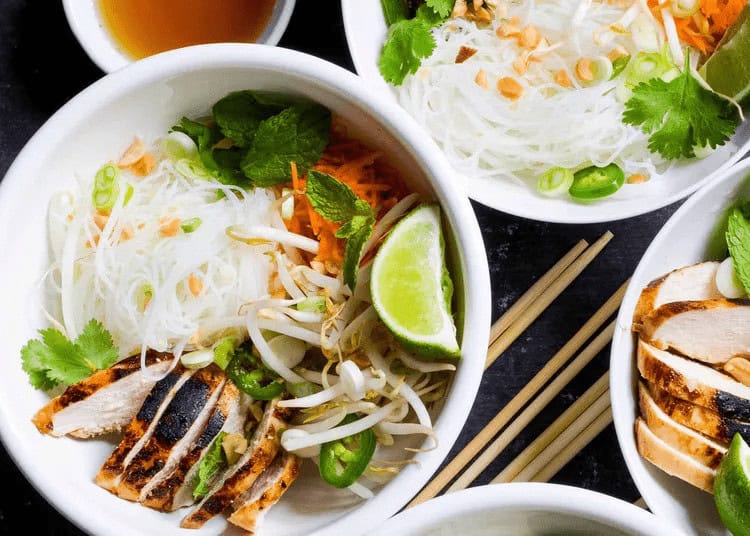 8.Vietnamese-Style Noodle Bowls with Chicken