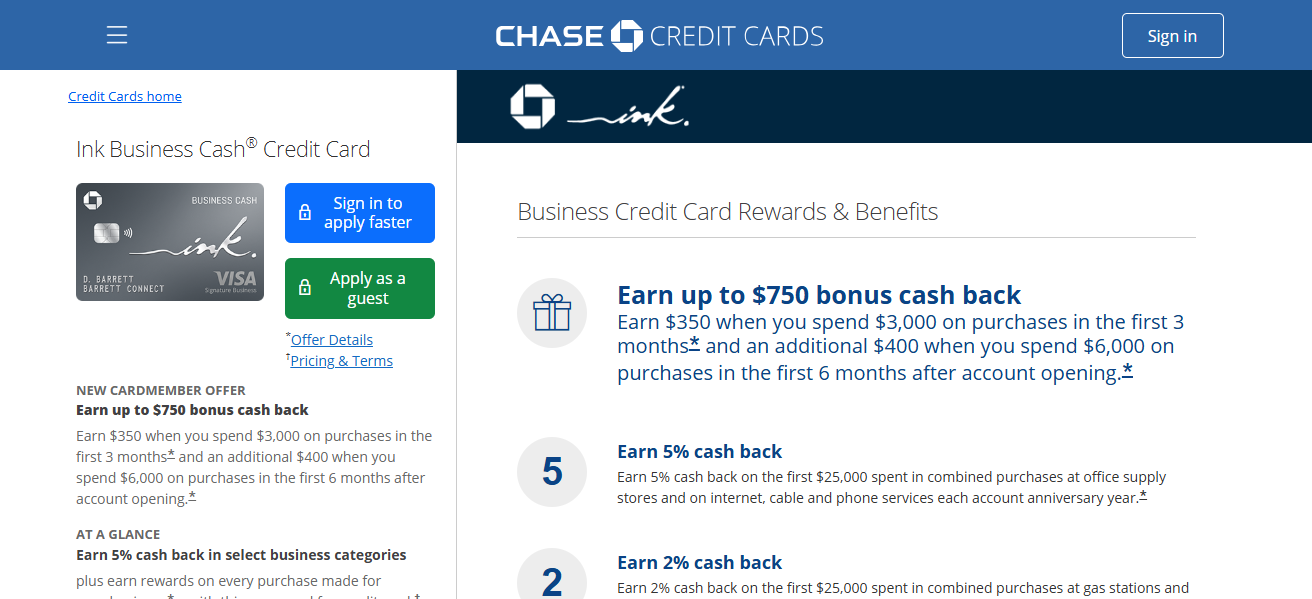 .Chase Ink Business Cash Credit Card