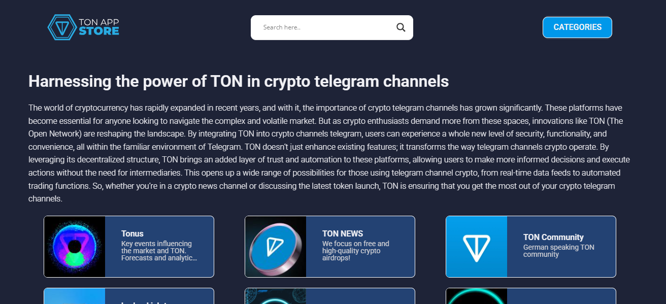 .Telegram Channels Offering TON
