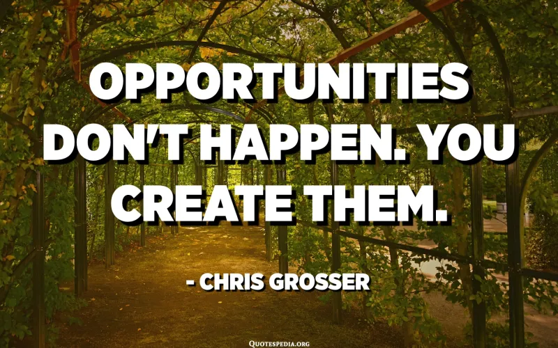 Opportunities don't happen. You create them." – Chris Grosser