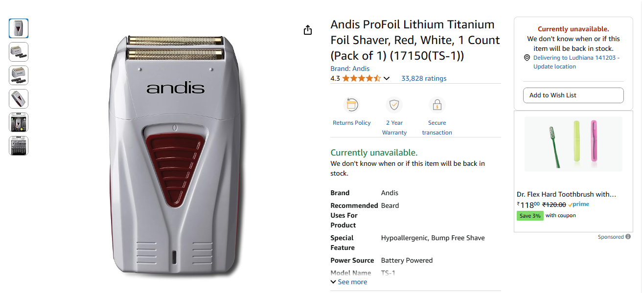 Andis ProFoil Lithium Titanium