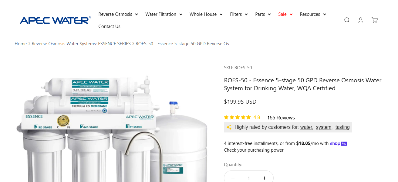 APEC ROES-50 Reverse Osmosis