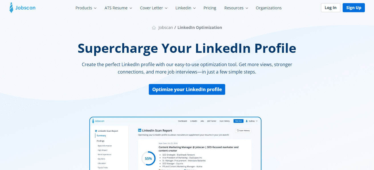 Jobscan LinkedIn Optimizer