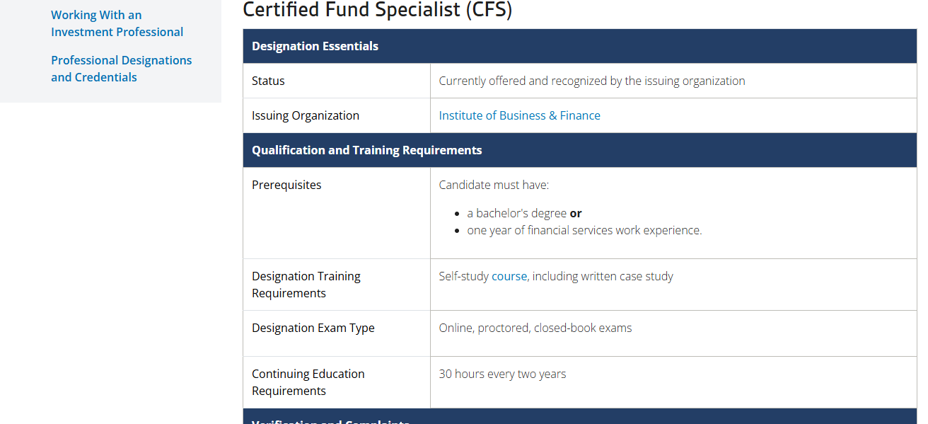 Certified Fund Specialist (CFS)
