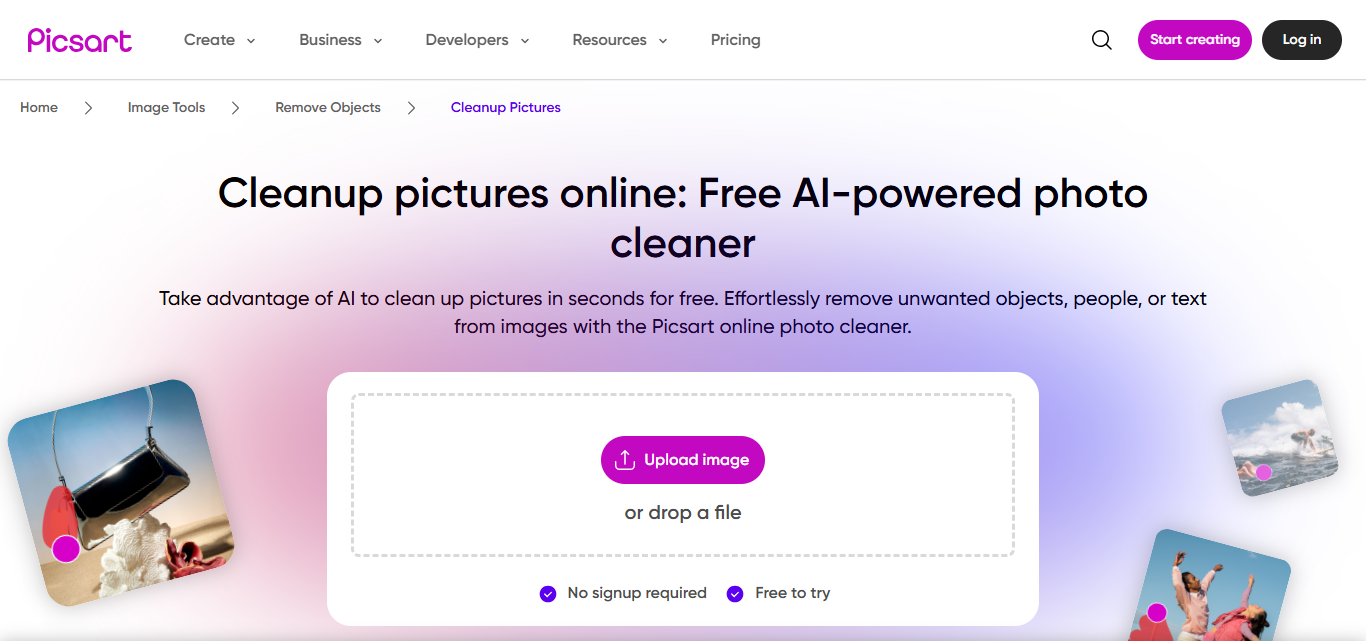 Picsart Cleanup Tool