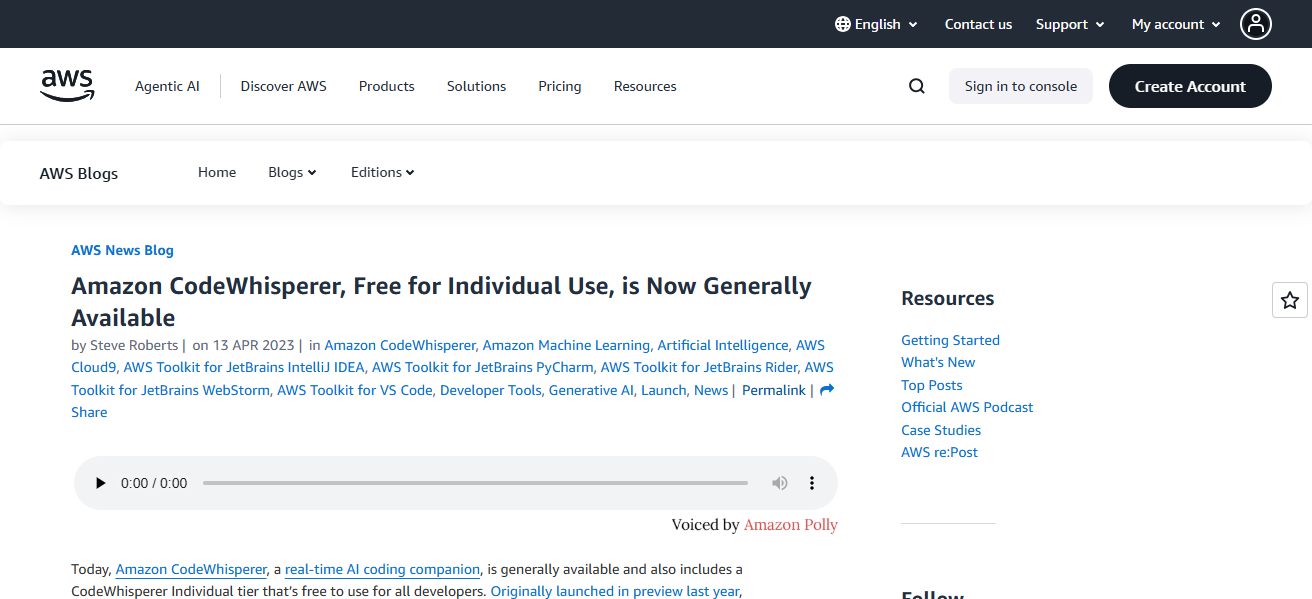 Amazon CodeWhisperer