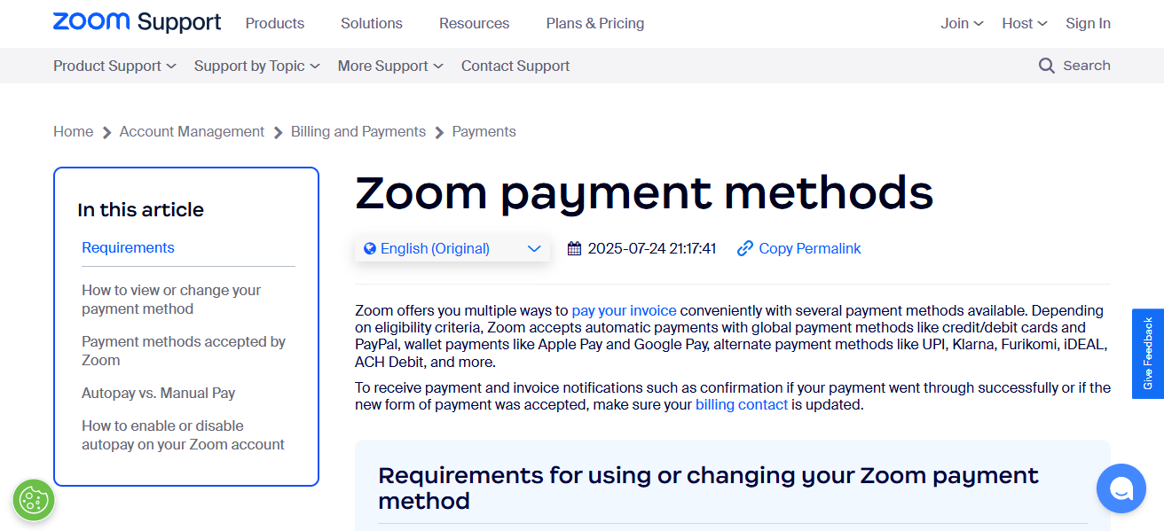 .Zoom + Payment Integrations