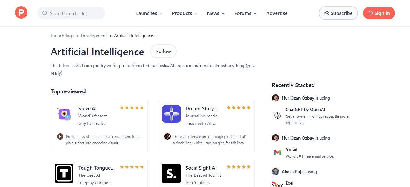 Product Hunt (AI Section)