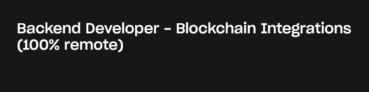 Backend Developer (Blockchain Integrations)