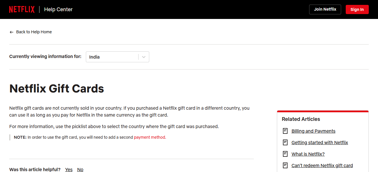 Netflix Gift Card
