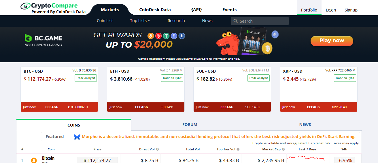 CryptoCompare API