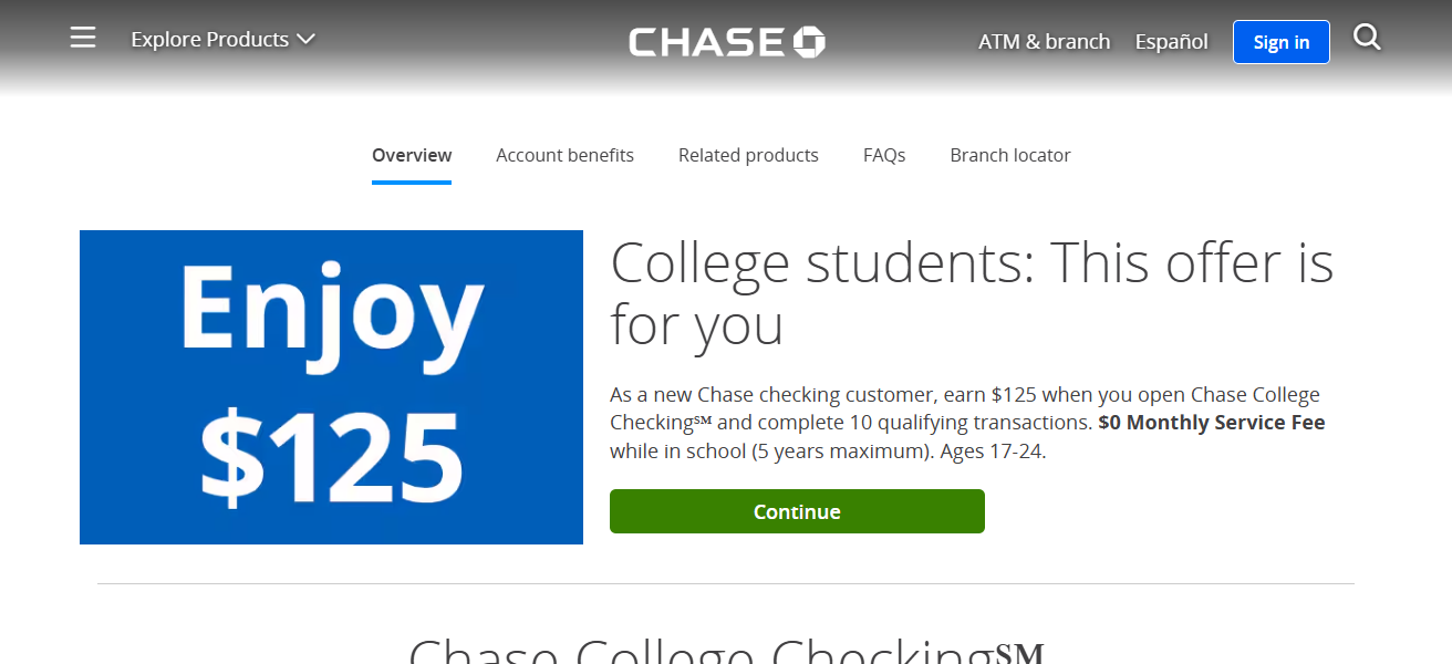 Chase College Checking