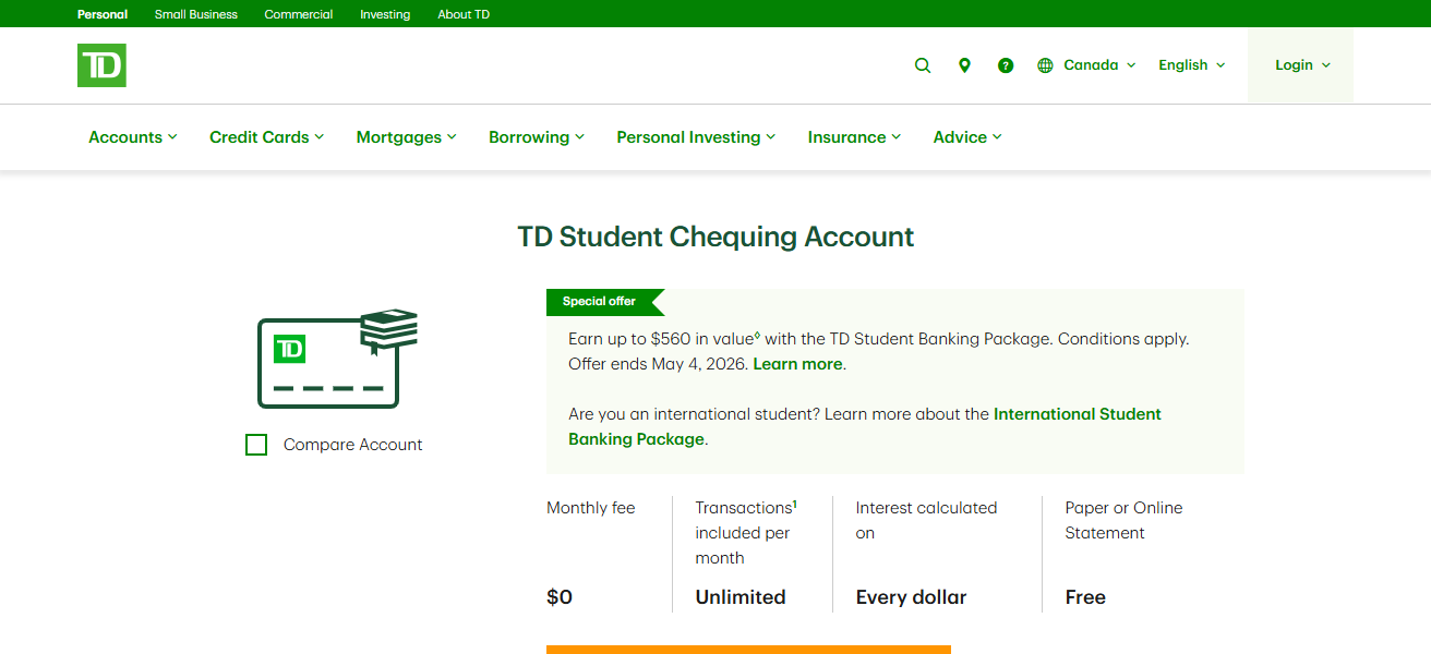 TD Student Checking