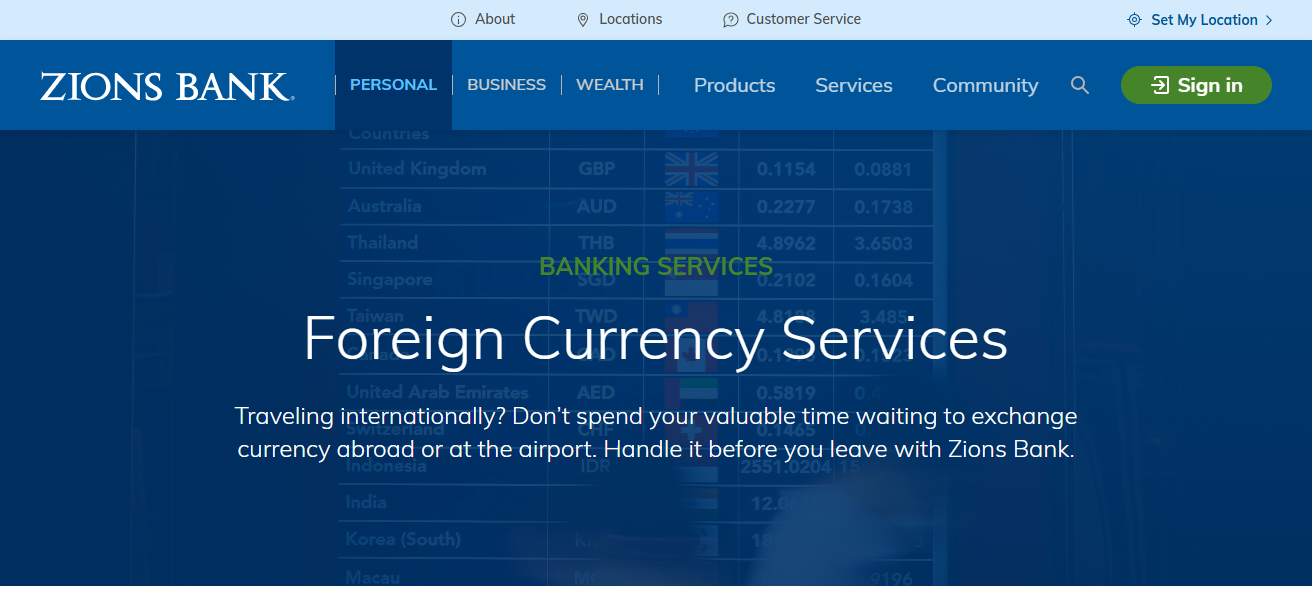 Zions Bank Currency Exchange