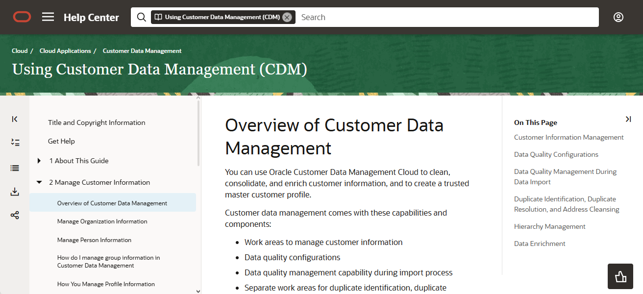 Oracle Customer Data Management