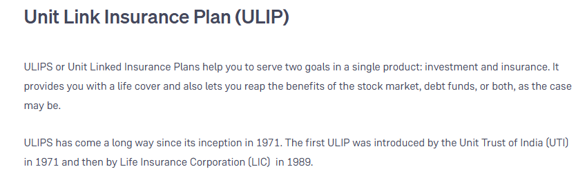 Unit Linked Insurance Plans (ULIPs
