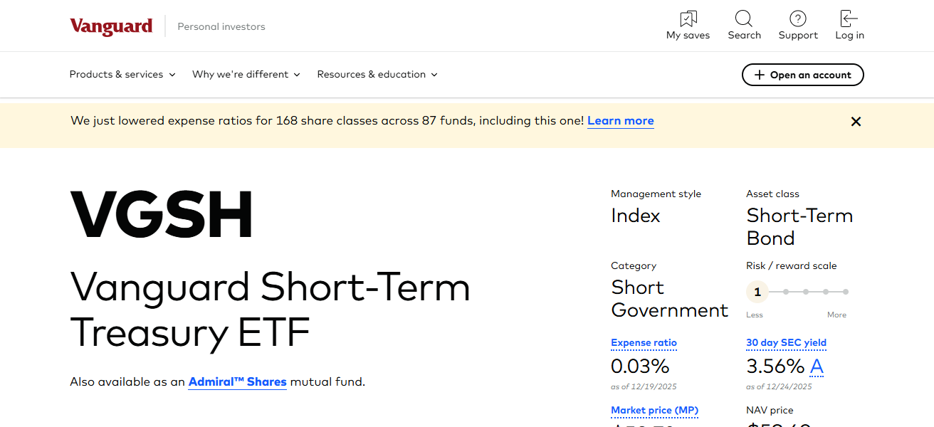 Vanguard Short-Term Treasury ETF (VGSH)