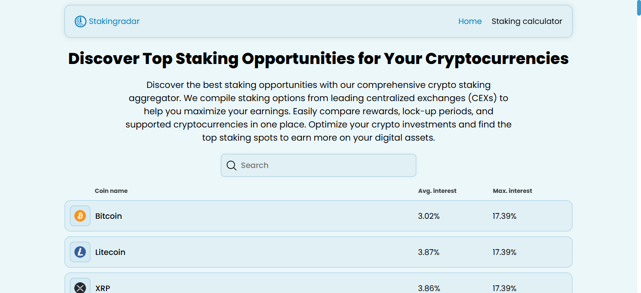 StakingRadar Platforms
