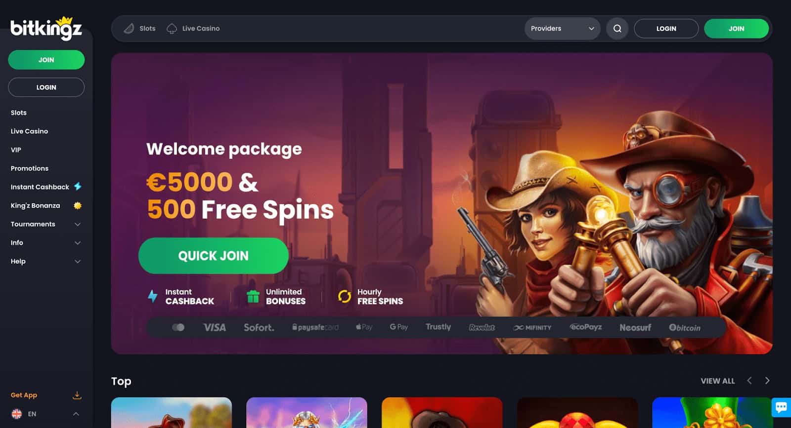 BitKingz anonymous crypto casino with instant play and multiple cryptocurrencies.