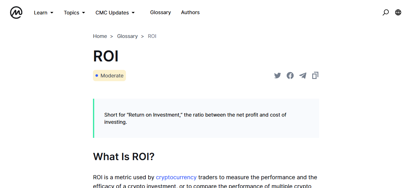 CoinMarketCap ROI Tool