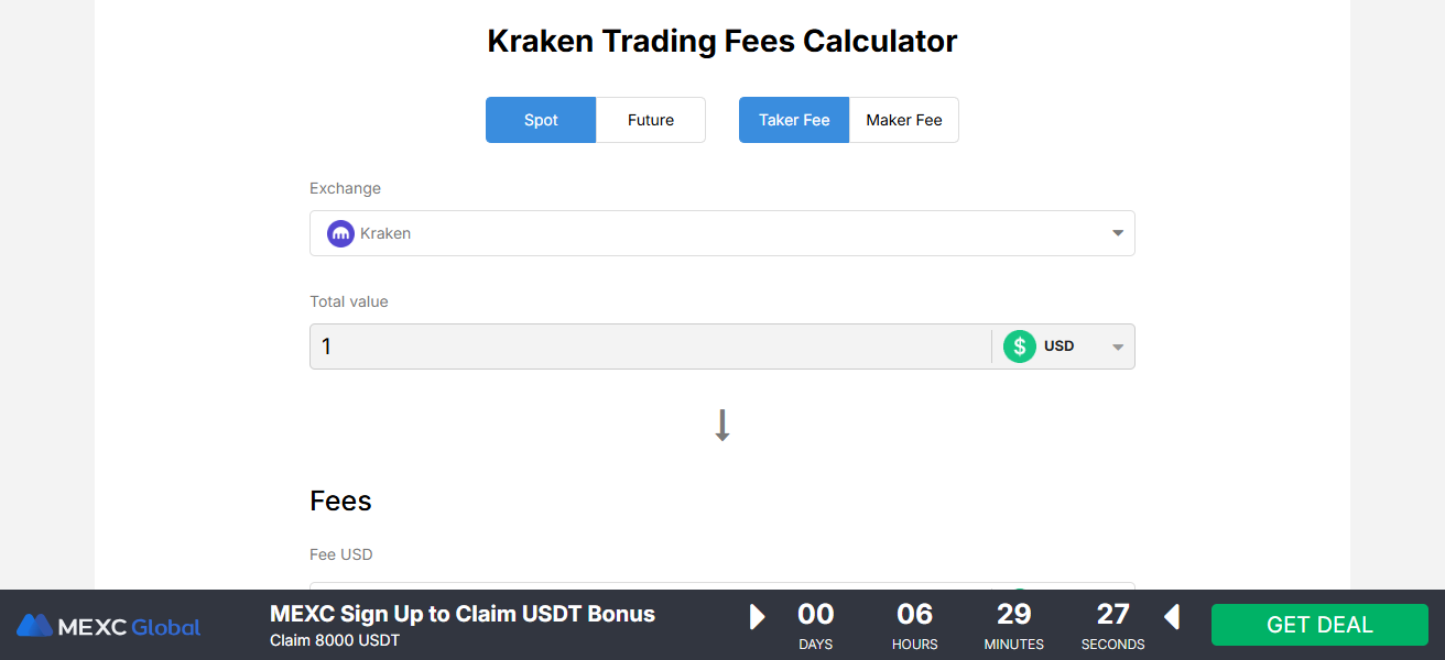 Kraken Calculator