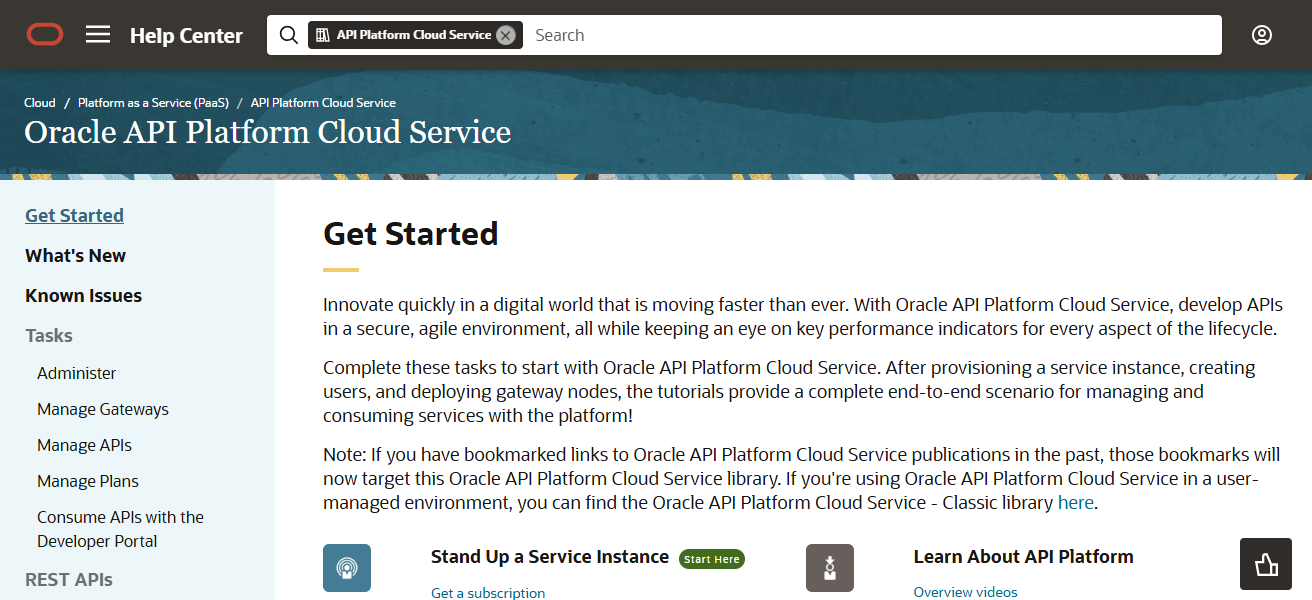 Oracle API Platform Cloud Service