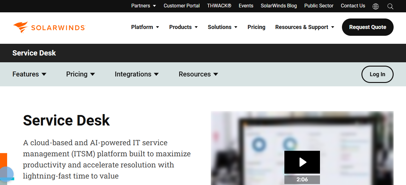 SolarWinds Service Desk