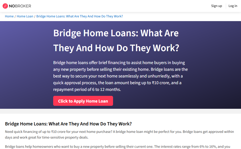 


NoBroker Bridge Loans
