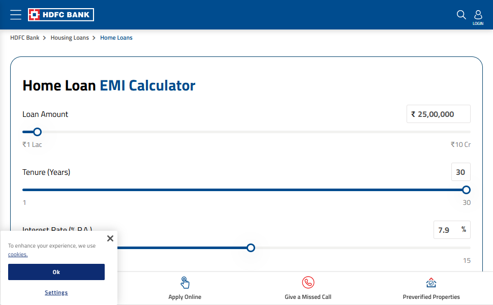 HDFC Bank Construction Loan