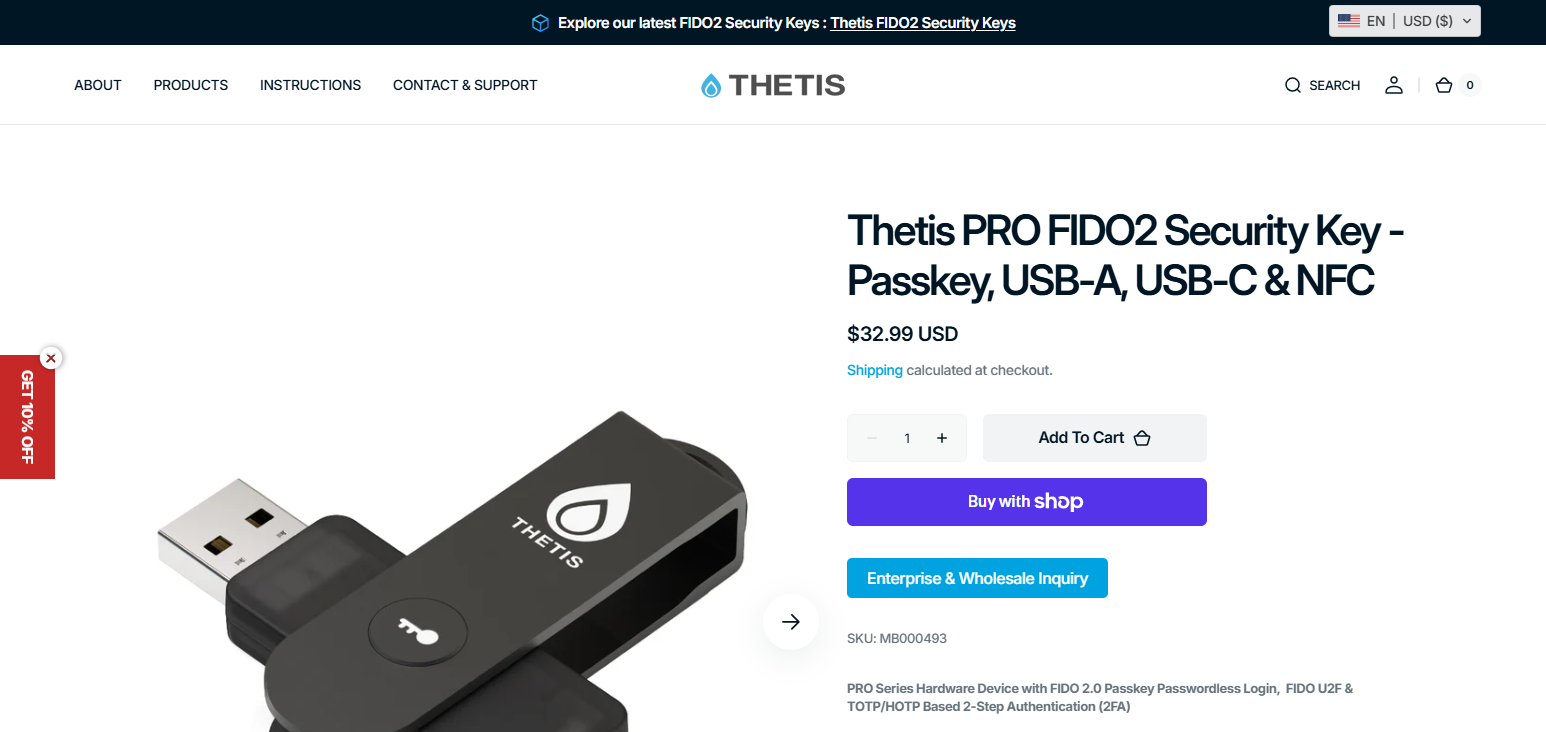 Thetis Pro FIDO2 Security Key
