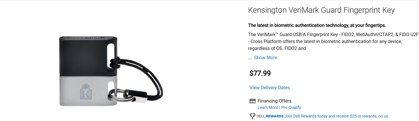 Kensington VeriMark Guard USB-C Fingerprint Key