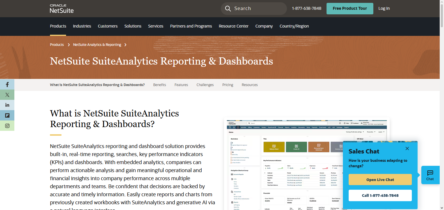 Oracle NetSuite Financial Dashboards