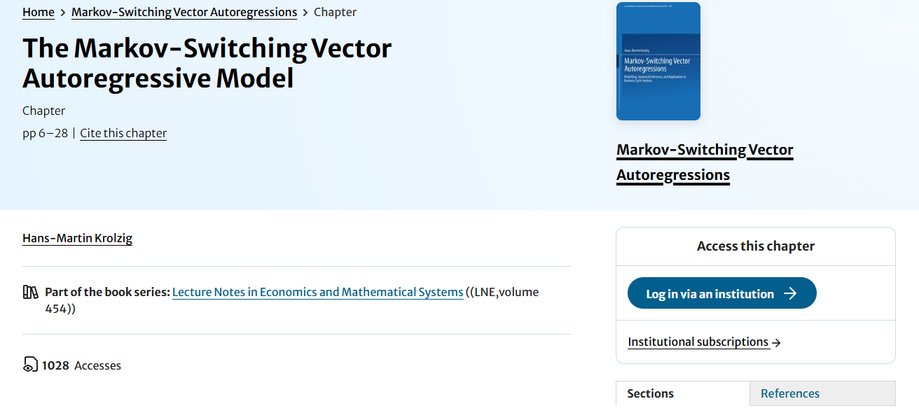 Markov Regime-Switching VAR (Vector Autoregression)