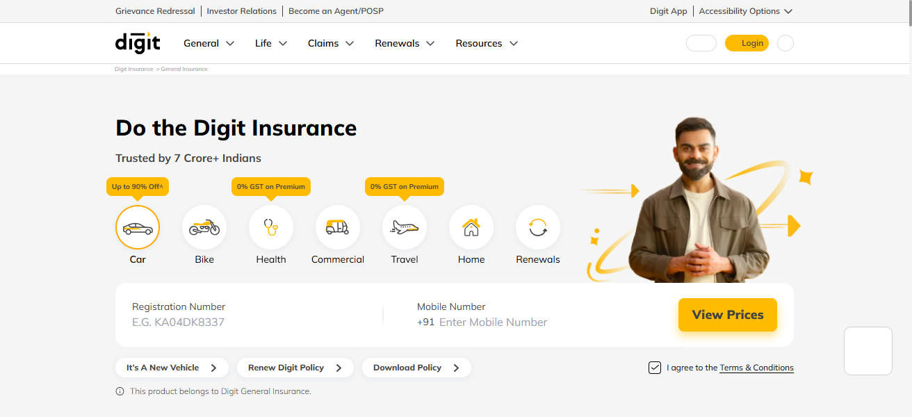 9. Go Digit Travel Insurance