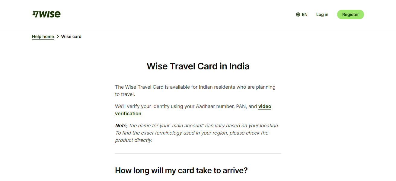 6. Wise Travel Card