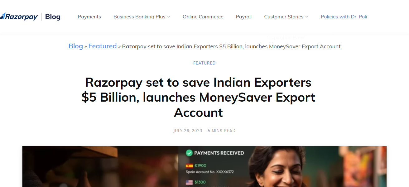 Razorpay MoneySaver Export Account