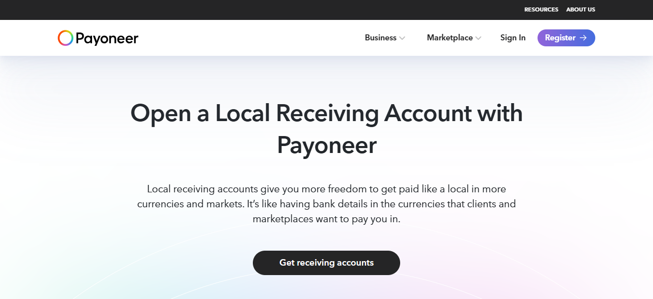 5. Payoneer Local Receiving Accounts