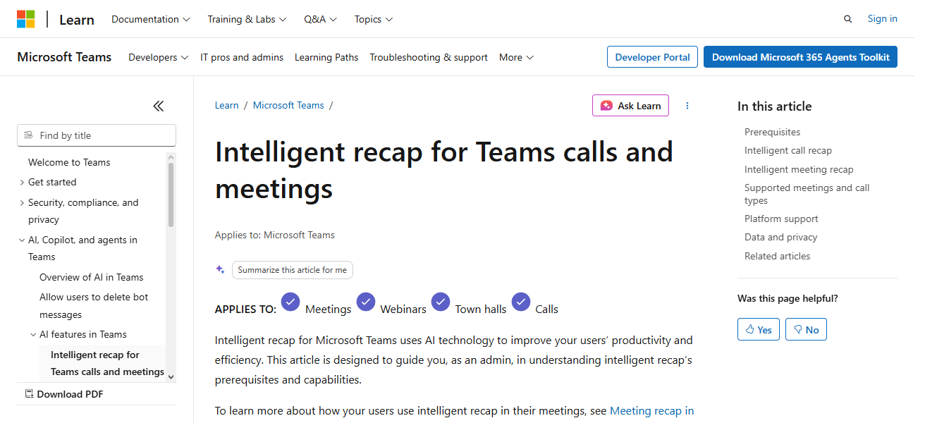7. Teams Intelligent Recap
