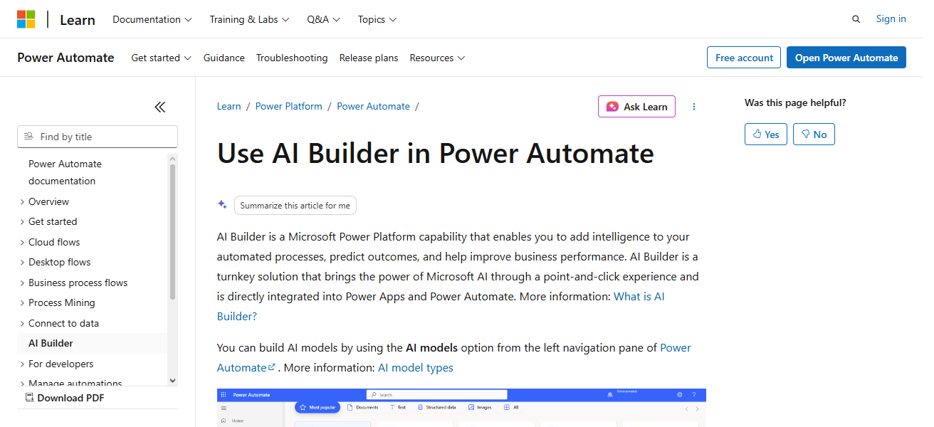 3. Power Automate AI Builder