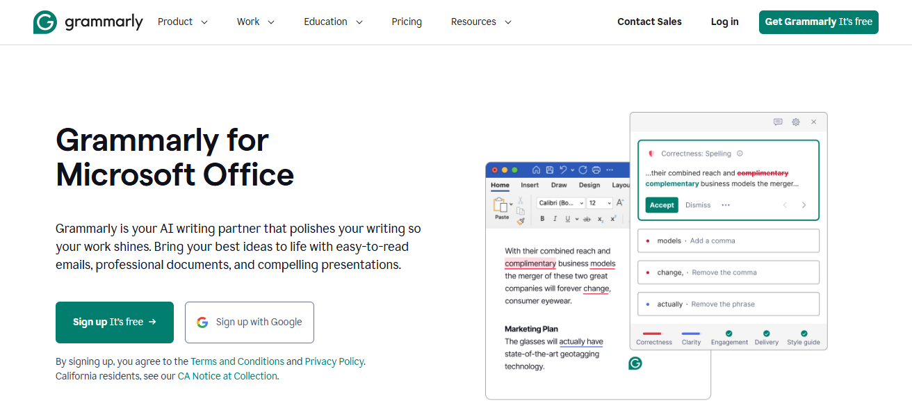 2. Grammarly for Microsoft