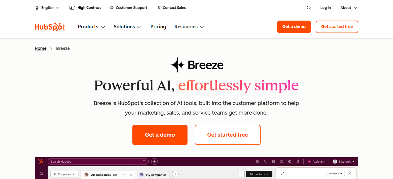  HubSpot Sales Hub (Breeze AI)
