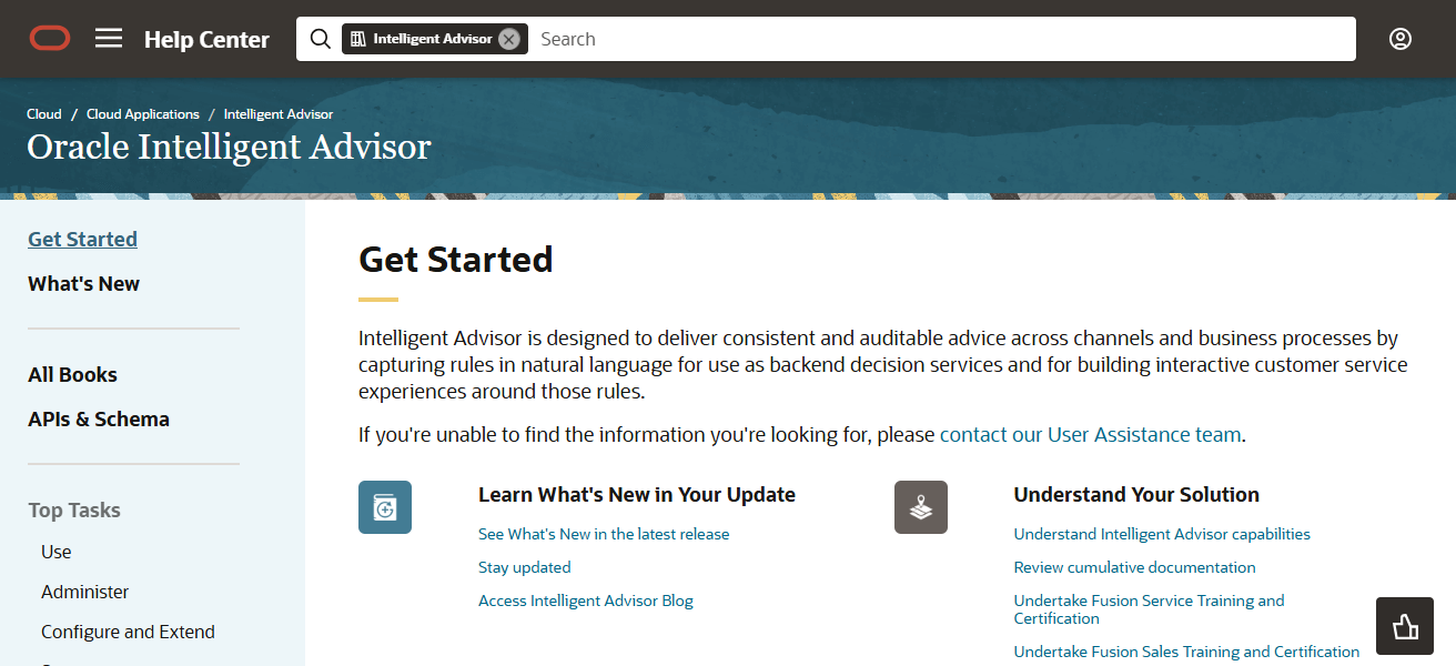 Oracle Intelligent Advisor