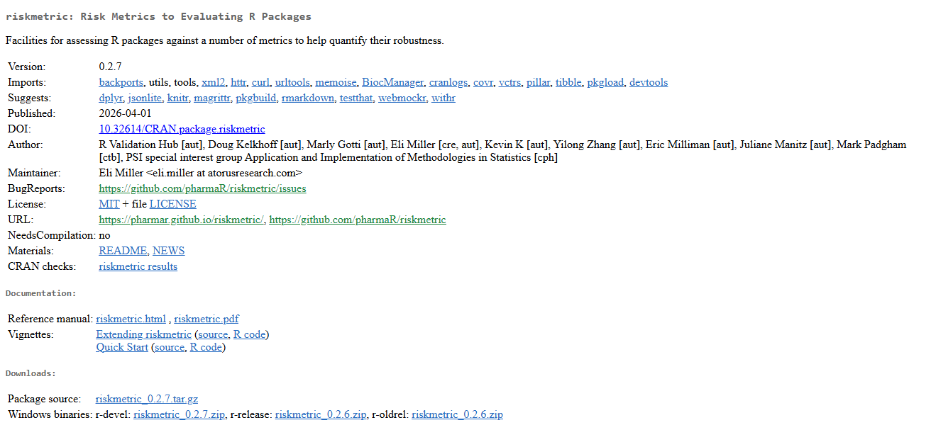 R RiskMetrics Package