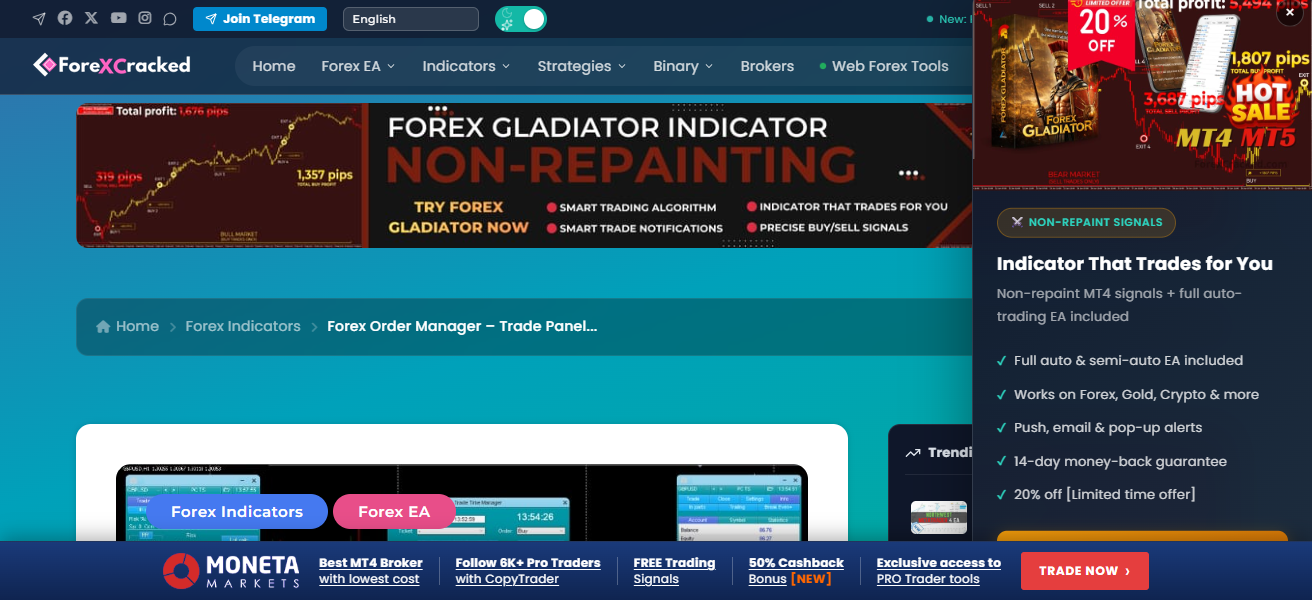 ForexCracked Order Manager Panel