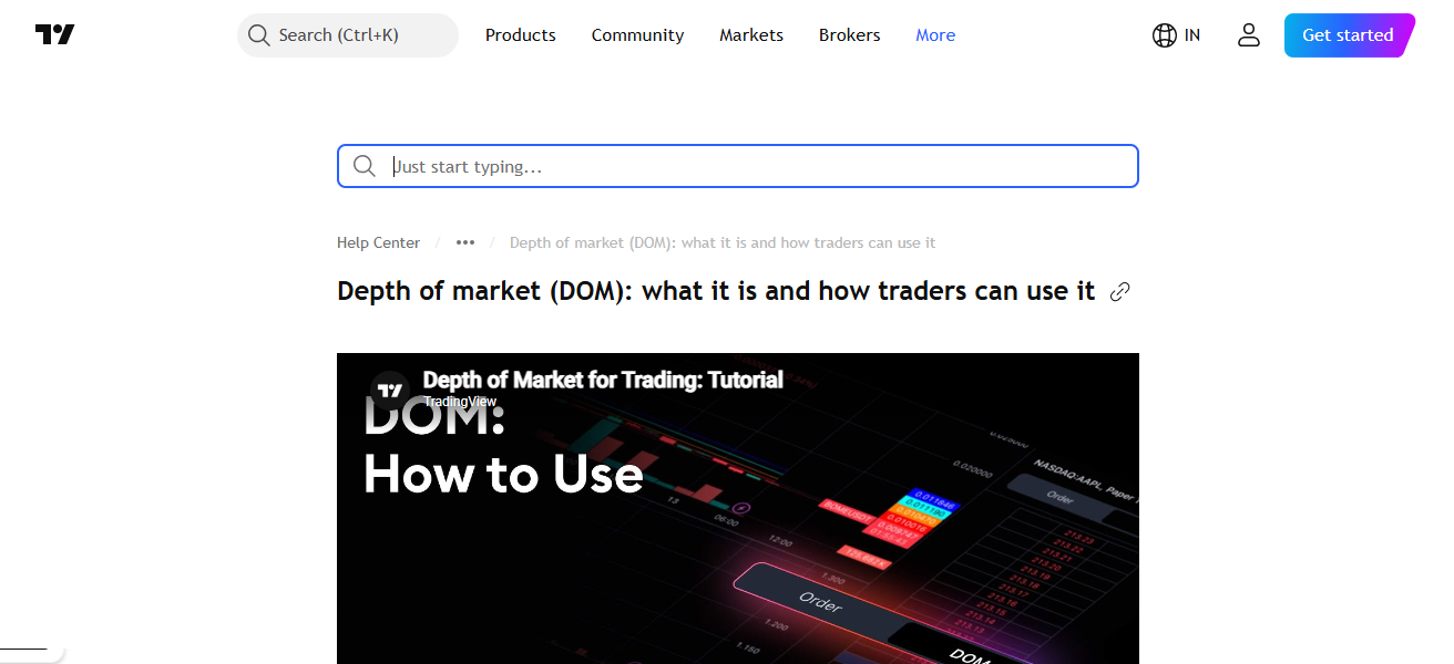 TradingView Depth Chart