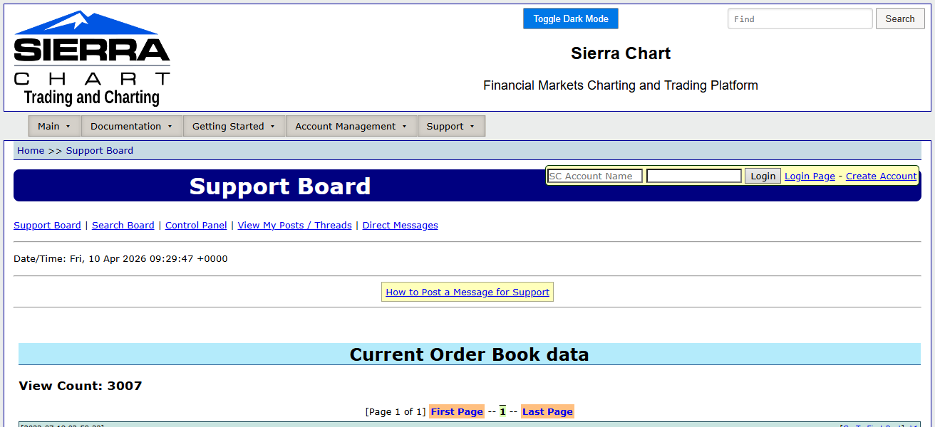 Sierra Chart Order Book